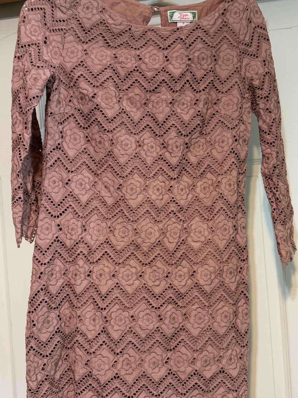 Flying Tomato Dusty Rose Floral Lace Long Sleeve Dress